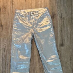 Gap 90’s Loose Mid Rise Silver Metallic Pants TALL!